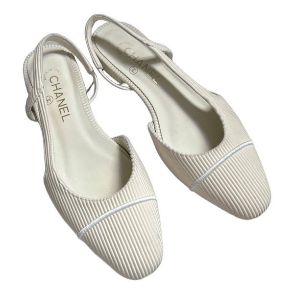 Chanel beige corded slingbacks