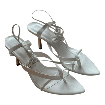 White strappy kitten heels