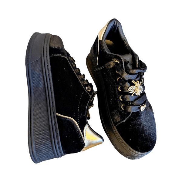 Black platform sneakers
