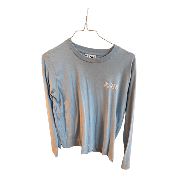 Lyseblå Ganni langærmet t-shirt