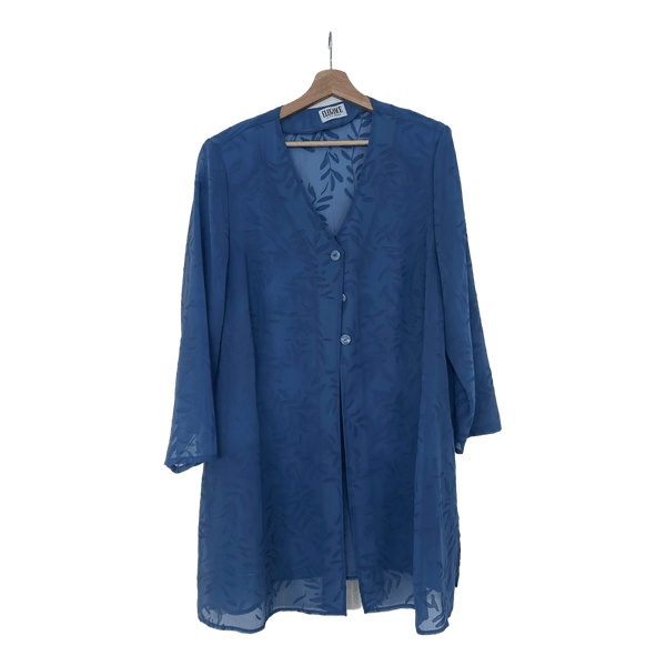 Blue leaf pattern cardigan