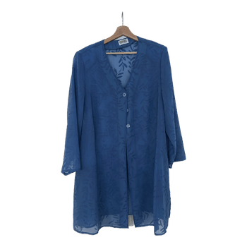 Blue leaf pattern cardigan