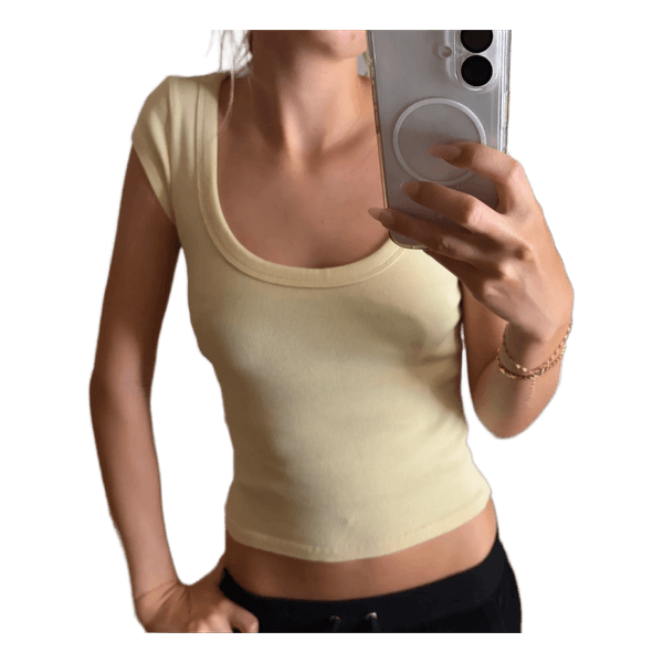 Zara gul ribstrikket t-shirt