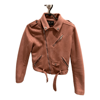 Pink suede biker jacket