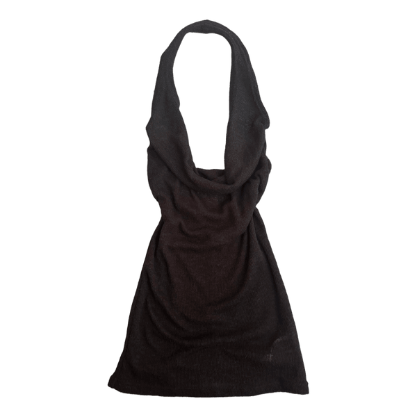 Black halter neck top tunic cowl neck