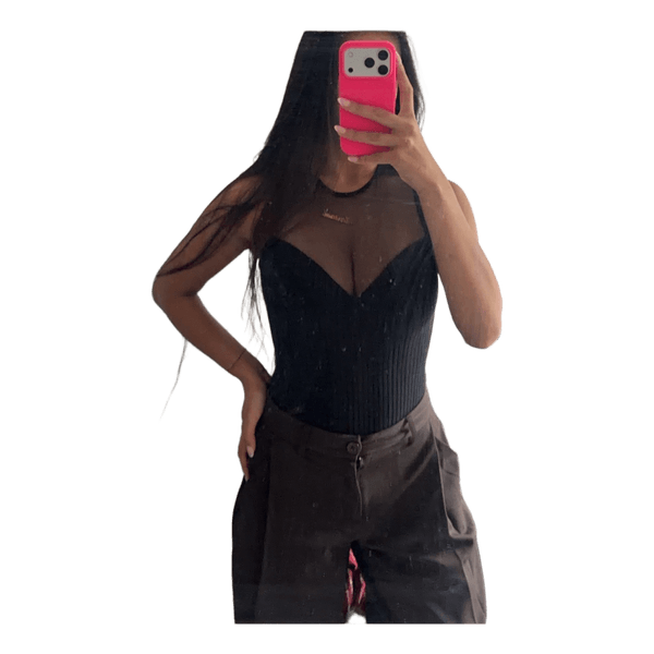 Black mesh bodysuit