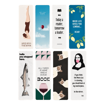 Set of 8 Handmade Laminated Double-Sided Bookmarks 5x16 cm | Cute & Funny Designs