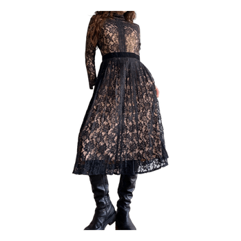 Black Lace Mesh Gothic Midi Dress