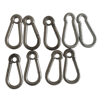 9 Stainless Steel Carabiners / Snap Hooks – Heavy Duty Metal Clips