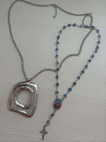 Layered rosary style necklaces two