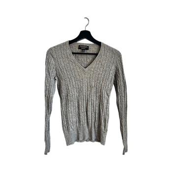 Gant - Grey ribbed v-neck sweater