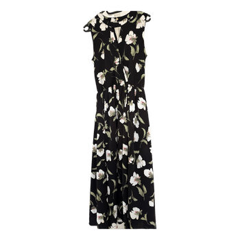 Black floral midi dress