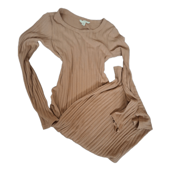 Beige ribbimekko