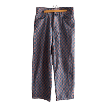Checkered blue pink jeans