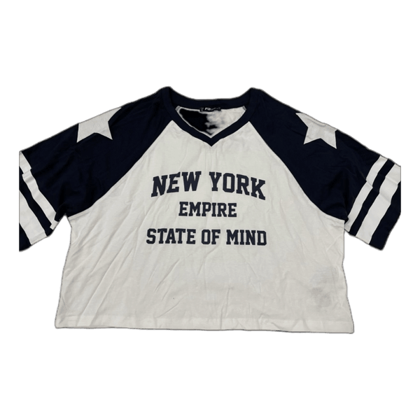 Cropped graphic raglan t-shirt