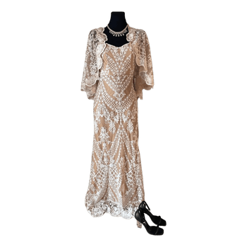 Beige lace maxi dress