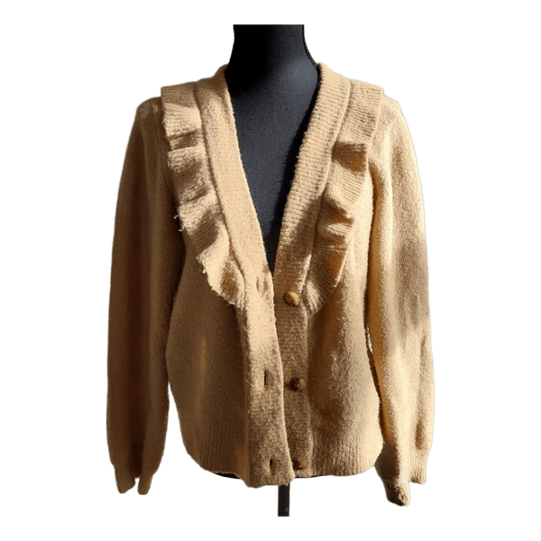 Beige cardigan med flæser