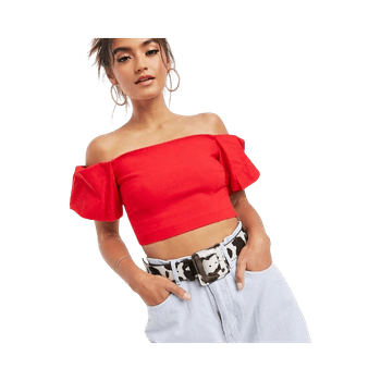 Red off-shoulder crop top