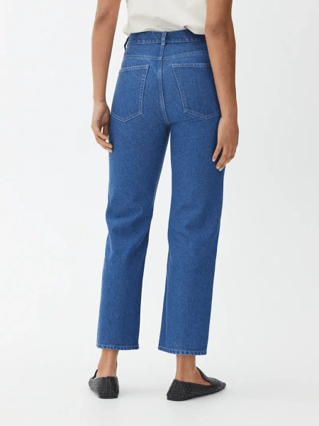 Blue straight cropped jeans