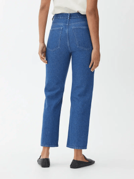 Blue straight cropped jeans