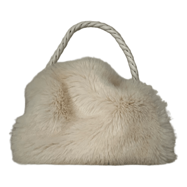 White faux fur handbag