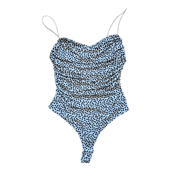 Polka dot ruched bodysuit
