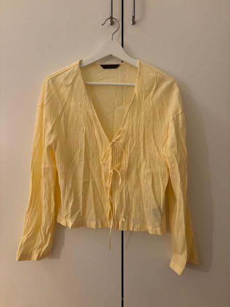 Zara gul bindebåndsbluse