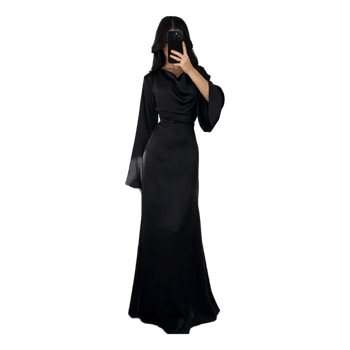 Black high neck dress/ Musta mekko  S/M