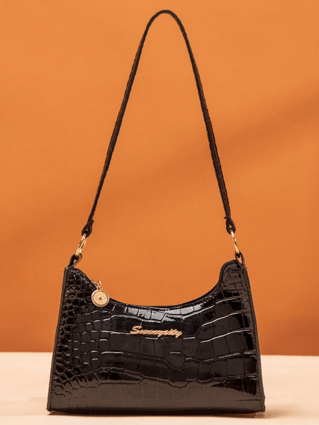 Black crocodile crossbody bag