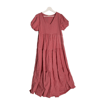 Red gingham maxi dress