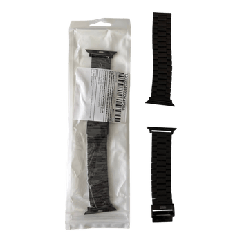 Two black steel Apple Watch bands