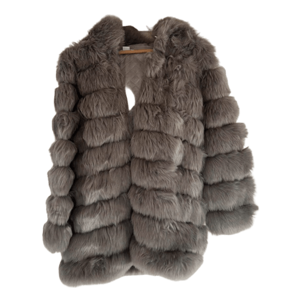 Grå faux fur frakke