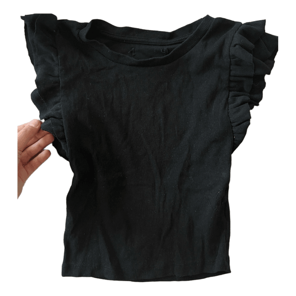 Black ruffled sleeve top