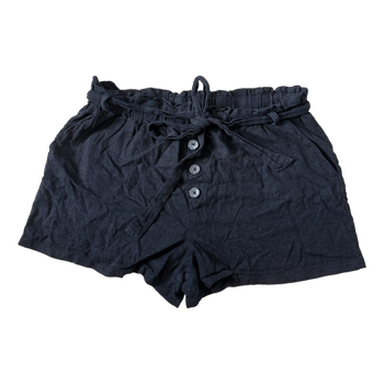 Black button front shorts