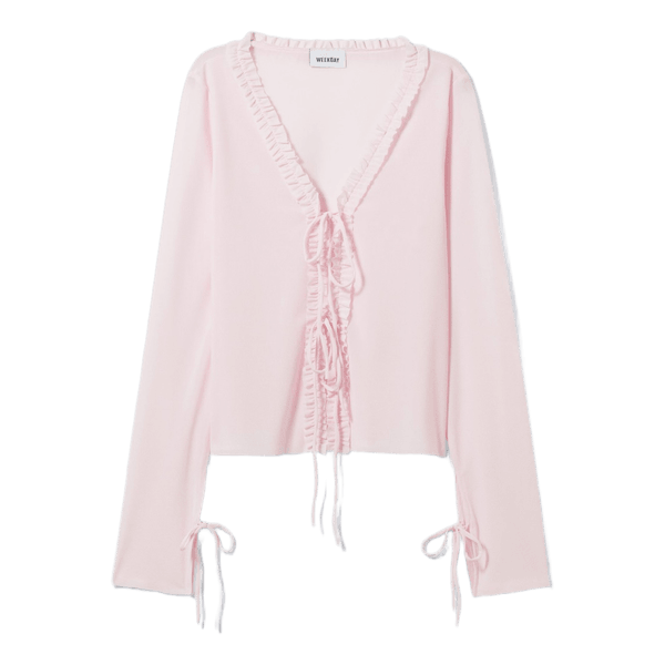 Weekday Pink ruffle tie top