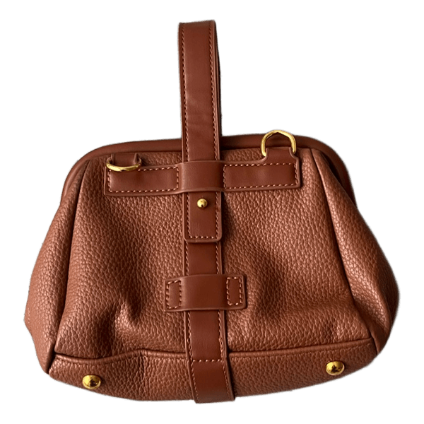 Elegant Vintage-Style Brown Pebbled Frame Bag