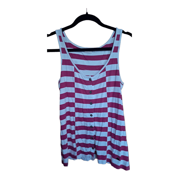 Pink striped button tank