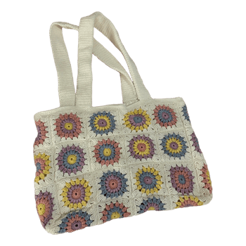 Crochet floral tote bag