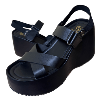 Givana black wedge sandals