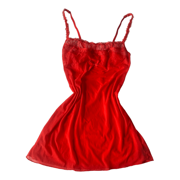 Red mesh slip dress