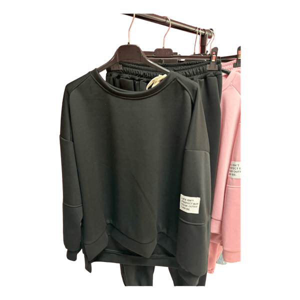 Black cotton tracksuit set