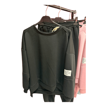 Black cotton tracksuit set