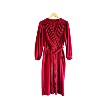 Finnish vintage burgundy pleated dress