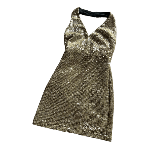 Gold sequin mini dress