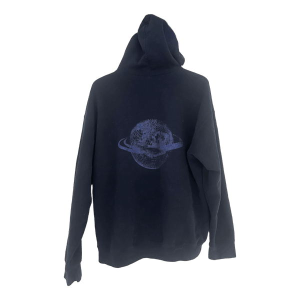 Mørkeblå hoodie med print