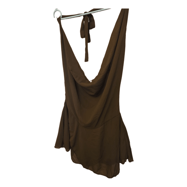 Olive green halter mini dress