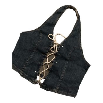 Denim lace up top