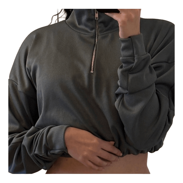 Cropped half zip sweatshirt