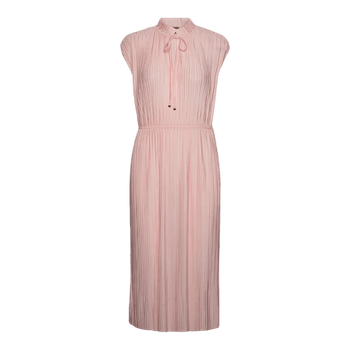 Pink plissé midi dress