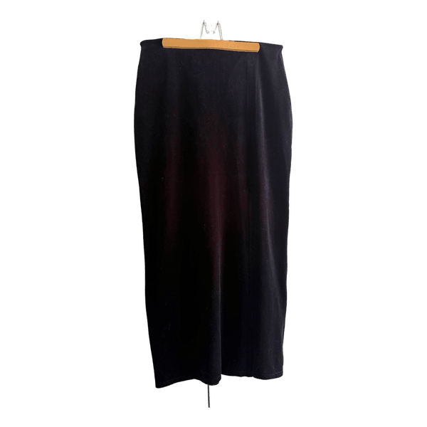Black velvet midi skirt